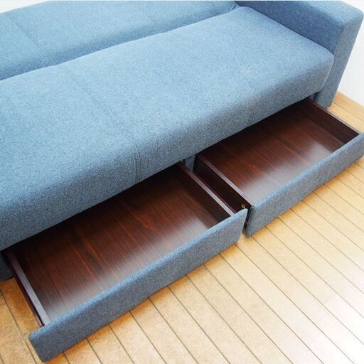 【良品】使用半年 布張りソファベッド(タキノウ3 GY) 幅193×奥行101×高さ77cm (HA64)