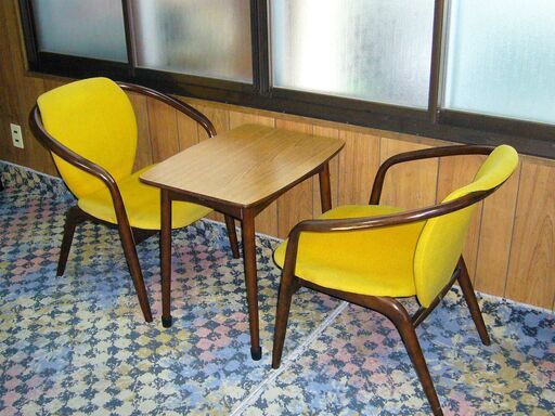 ▲激レアビンテージ50年物 昭和レトロ 1970年代のテーブル、イス 3点セット オリジナル状態良し‼▲