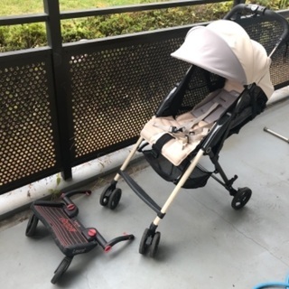 中古ベビーカー、バギーボード付の画像