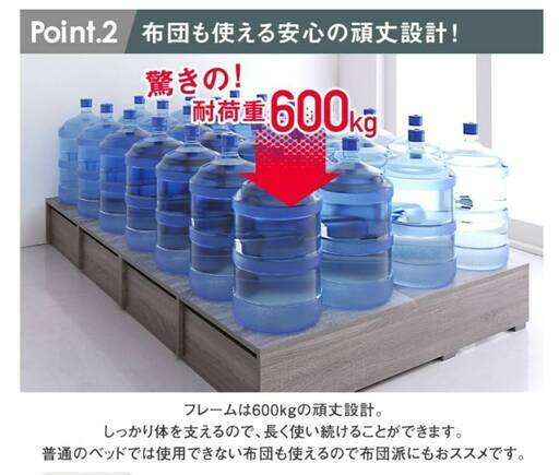 フレームのみ【未使用・訳アリ】敷き布団も使えるシングルベッド・棚２口コンセント＆４杯引出付き・ホワイト・10606