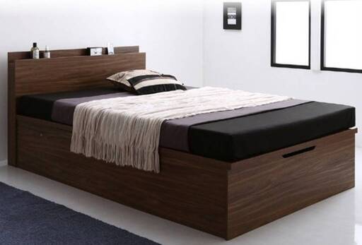 フレームのみ【未使用・訳アリ】シングル・大容量収納跳ね上げベッド（縦開きタイプ）WNBR・10380