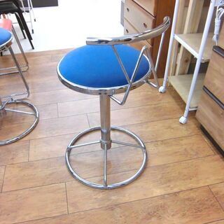 カウンターチェア 47.5×78.5cm ブルー系 パイプ 椅子 イス ハイチェア 札幌 厚別店の画像