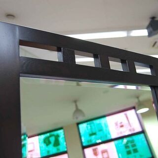 姿見鏡 木製 カットミラー ブラウン/茶 かがみ ミラー スタンドミラー 全身鏡 全身ミラー 鏡 ☆ 札幌市 清田区 平岡の画像