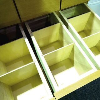 【オーダー家具】収納ダンス キャビネット リビング収納 スライド引出し 仕切付き 木目の画像