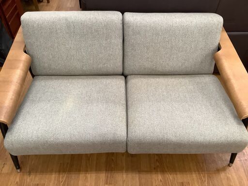 2人掛けソファー　グレー×ブラウン【トレファク 川越店】