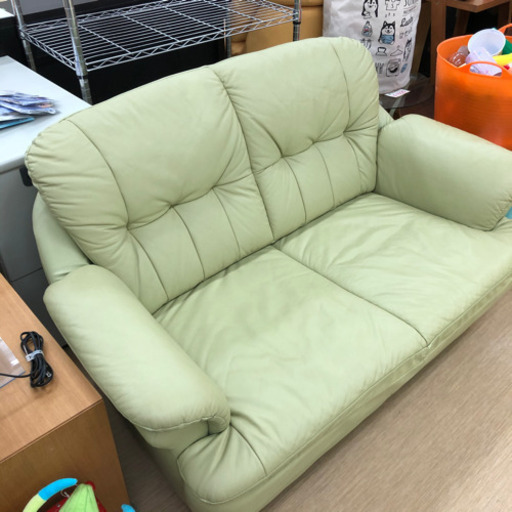 二人掛けソファ☆若草色☆ナチュラルグリーン☆