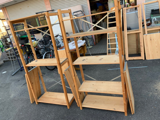取引中木製ラック 2台 棚板7枚と8枚 高さ自由  しげん屋