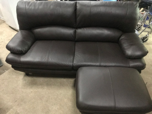 値下しました！　美品　オットマン付三人掛けソファー　ブラウン　早めに取りに来れる方