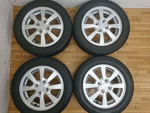 ガリ無し BS製スタッドレスタイヤVRX ダイハツ純正アルミ付 155/65R14⑲