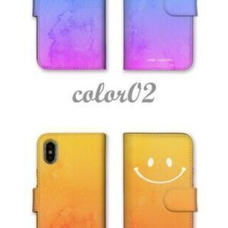【新品】【選べる9種類】iPhone Android 全機種対応 手帳型ケース スマホカバー 定番 デザイン スマイル グラデーション ニコちゃん スマイリーの画像