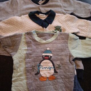 (中古)新生児冬物ロンパース70cm3枚セットの画像