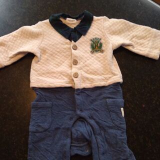 (中古)新生児冬物ロンパース70cm3枚セットの画像