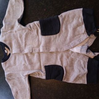 (中古)新生児冬物ロンパース70cm3枚セットの画像