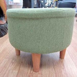 木脚スツール 直径38cm ニトリ ミーノ丸型 グリーン 椅子 いす イス 腰掛け オットマン ☆ PayPay(ペイペイ)決済可能 ☆ 札幌市 清田区 平岡の画像