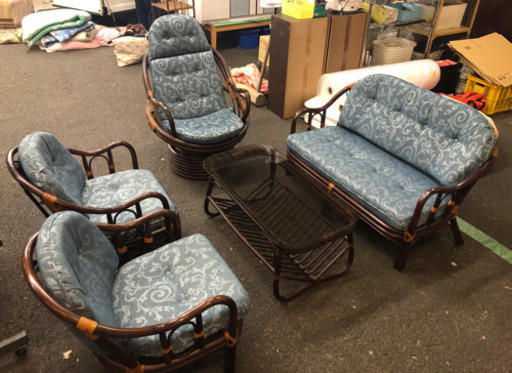 籐 ラタン 椅子 トップ 机 セット 籐家具꧂ラタン座卓&座椅子