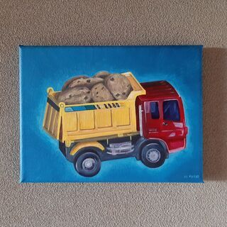 アクリル絵（直筆絵画）：SUPER ミニダンプカー