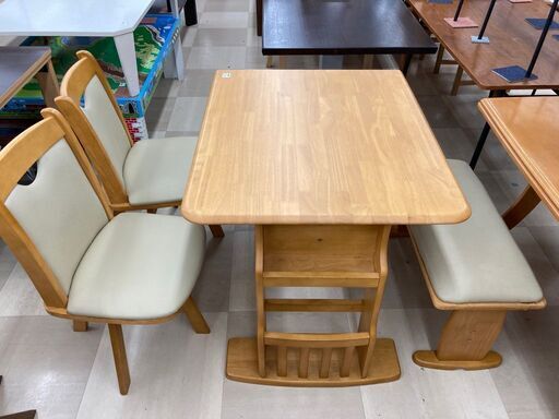 上久商店 片バタ式ベンチダイニング4点セット