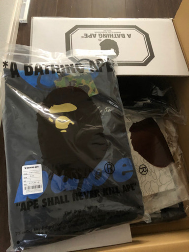 【 未開封メンズL 定価23,980】A BATHING APE ハーフZIPパーカー 青/ブラック
