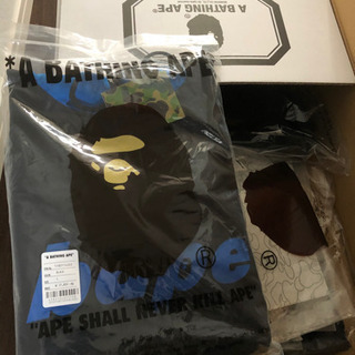 【 未開封メンズL 定価23,980】A BATHING APE ハーフZIPパーカー 青/ブラックの画像