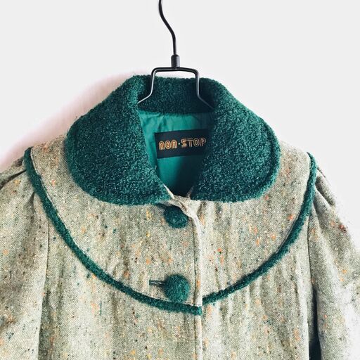 ヴィンテージ古着ウールロングコート グレーグリーン