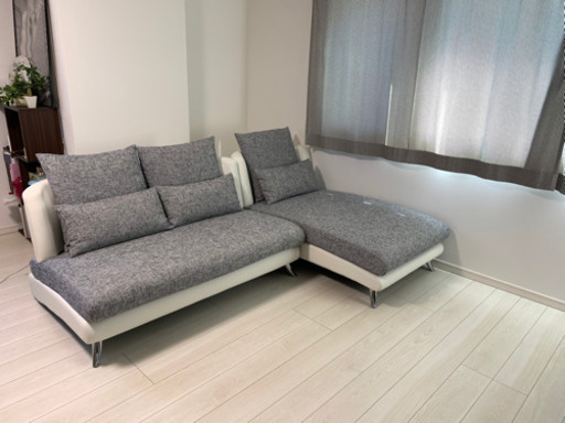 Bella curva  ホワイト×グレー　３人掛け＋ソファベッド