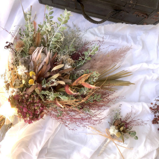 ウェディングブーケ、ブートニアセット