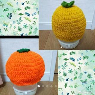 値下げ💴⤵️ミカンの子ども毛糸帽子セット ハンドメイド