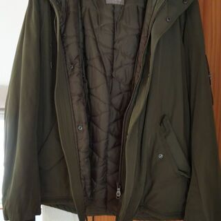【nano・universe / 撥水中綿入りミリタリーフードブルゾン,LARGE,カーキ】の画像