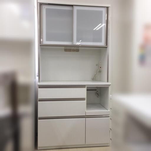 J430 ニトリ 食器棚 キッチンボード アルミナ 100KB-WH ホワイト 1000×500×2010 クリーニング済み