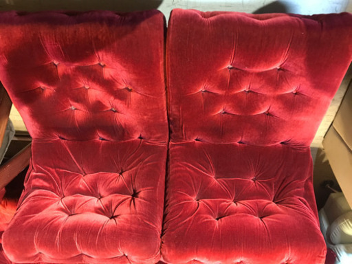 JF01304 ソファ2人がけ コスガ家具 ワインレッド 純喫茶風