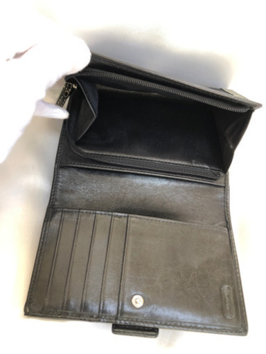 超美品！COACH コーチ シグネイチャーバックル付き折り財布　ブラック