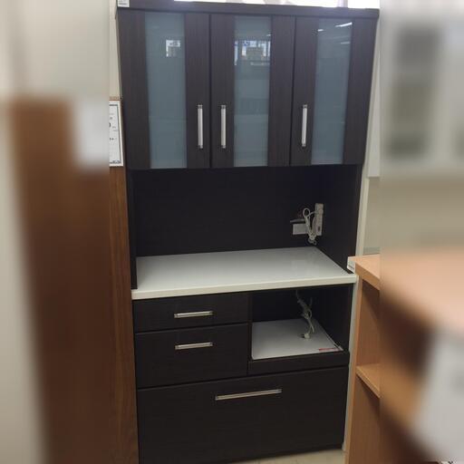 J432 ニトリ 食器棚 キッチンボード ライプ RIPE-90KBH-DBR ダークブラウン 890×400×1800 クリーニング