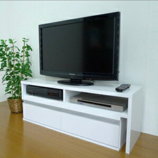 スライド式テレビ台　ホワイトの画像