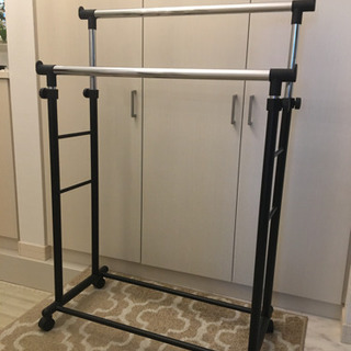 パイプハンガー★2段★高さ調節★移動キャスター付きの画像