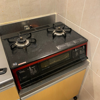 【0円】パロマ　ガスコンロ（プロパン用）赤色 12/23にお引き...