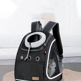 【お値下げ！】SR006◆)小型犬・猫用 通気性OKなキャリーバッグ リュック型 ダークグレー オシャレ ペット用品 【取りに来られる方限定の画像