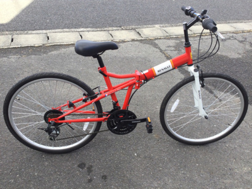 中古　折りたたみ　自転車　26型　前3段変速　後6段変速　RENAULT  レッド /   ホワイト　26 ✖️ 1.50   Shimano 変速　ルノー