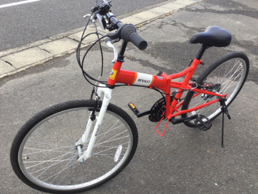 中古　折りたたみ　自転車　26型　前3段変速　後6段変速　RENAULT  レッド /   ホワイト　26 ✖️ 1.50   Shimano 変速　ルノー