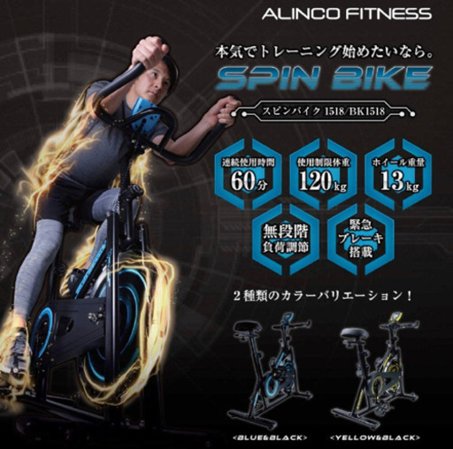 ALINCO(アルインコ) スピンバイク フィットネスバイク エクササイズ ダイエット【ブルー】 