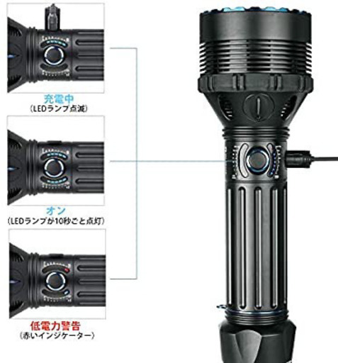 懐中電灯　ハイパワー　25000ルーメン　ハンディーライト　最強　軍用　防災用