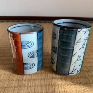 夫婦の湯呑み(幾何学柄)