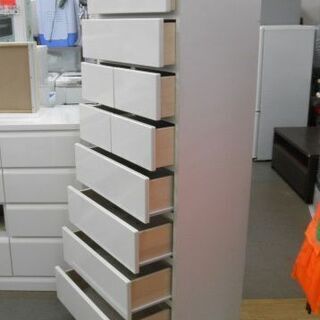 白エナメル 木製 8段チェスト 幅59㎝ 箪笥 タンス 衣類収納 チェスト