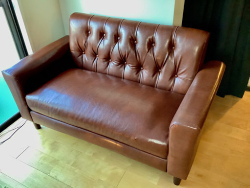 2人がけソファ ブラウン