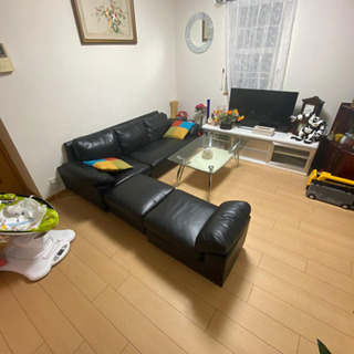 革張りのソファ sofaの画像