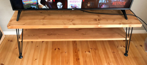 【美品】4Kテレビ　LG 49インチ ／ テレビ台　天然木　男前　ナチュラル