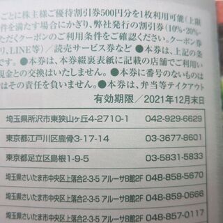 最新 安楽亭 500円券1~20 枚 2021、12月末迄の画像