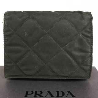 PRADA プラダ 黒レザー×ナイロン ワイルドステッチ キルティング折財布の画像