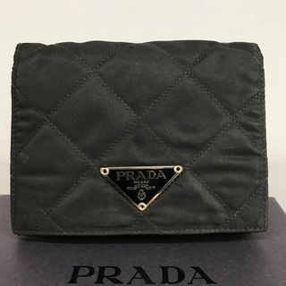 PRADA プラダ 黒レザー×ナイロン ワイルドステッチ キルテ...