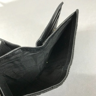 PRADA プラダ 黒レザー×ナイロン ワイルドステッチ キルティング折財布の画像