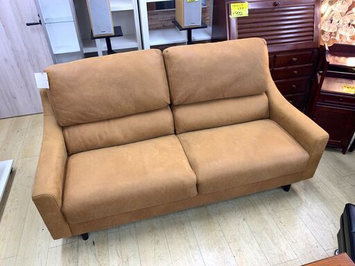 2人掛け ソファ ブラウン スウェード調 92×172×83　買取帝国朝霞店